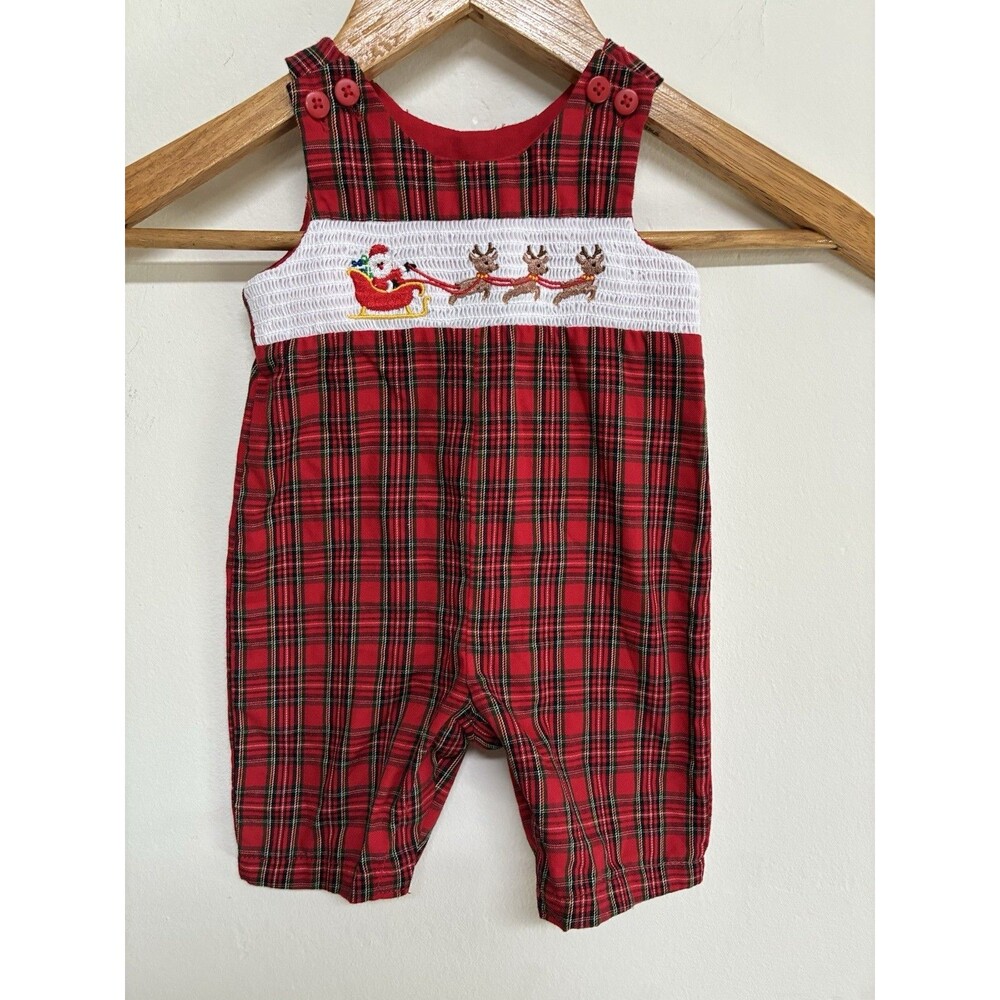 Vintage Nursery Rhyme Christmas Santa Sleigh And Reighdeer 3m Jumper Overalls